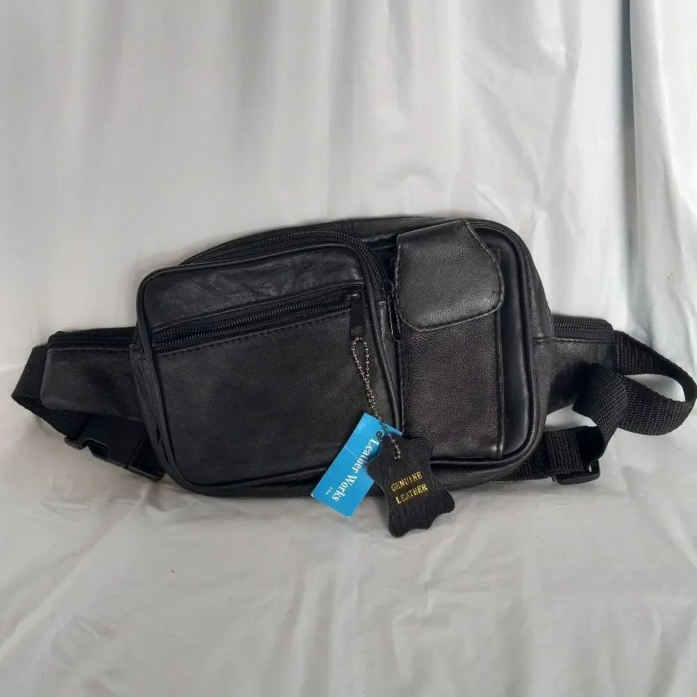 Leather Works Black Leather Fanny Pack